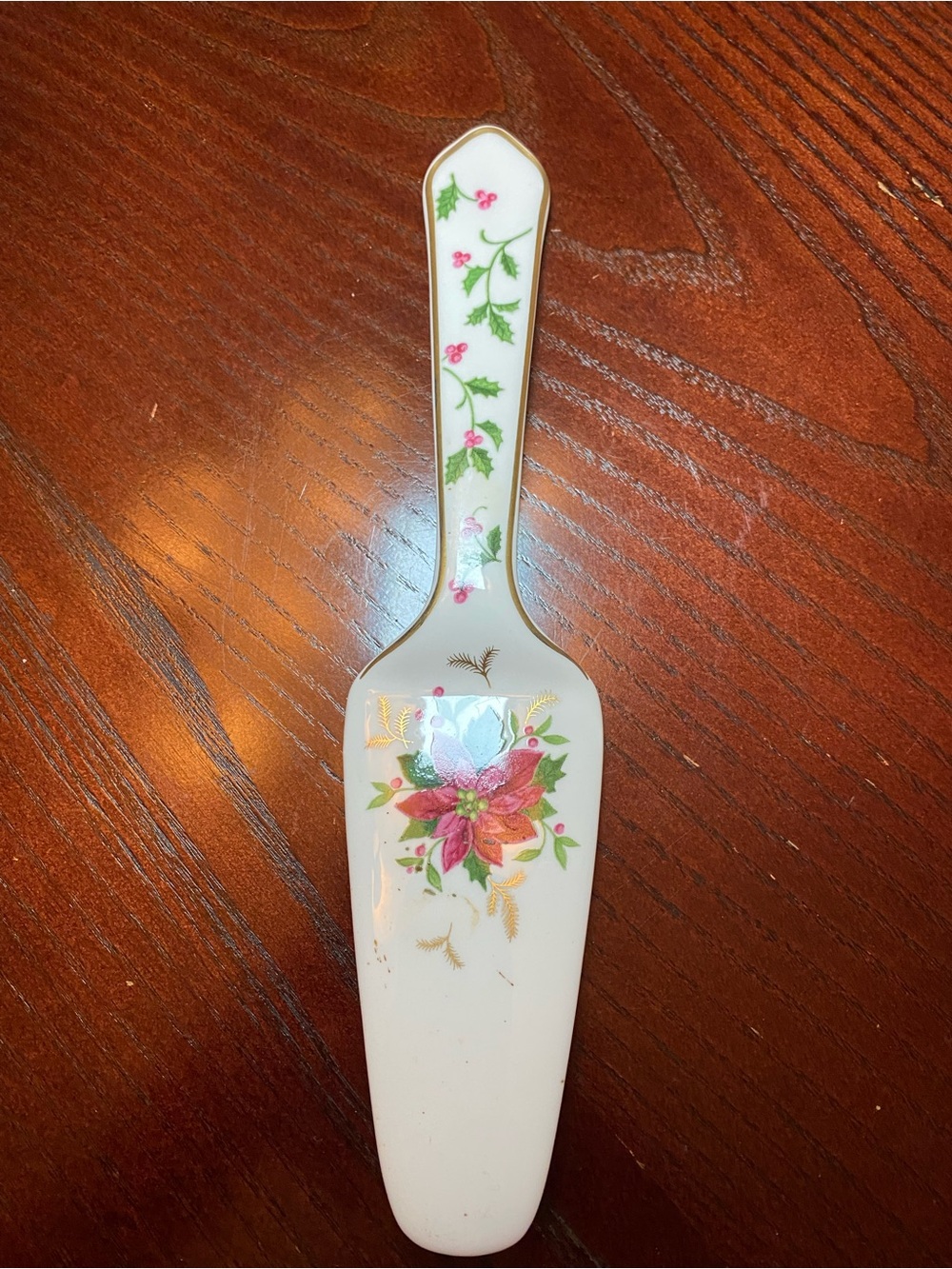 Porcelain Mikasa Bone China Cake Server poinsettia design